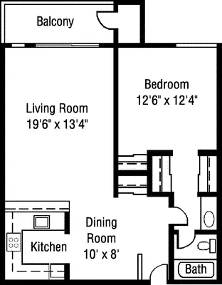 1x1 Renovated B-225 floor plan